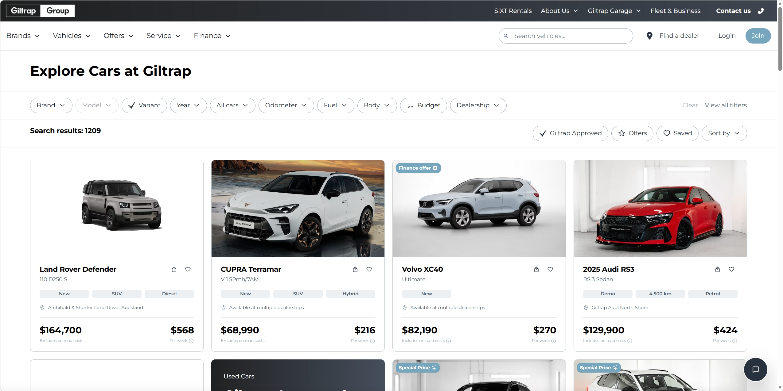Giltrap Group website